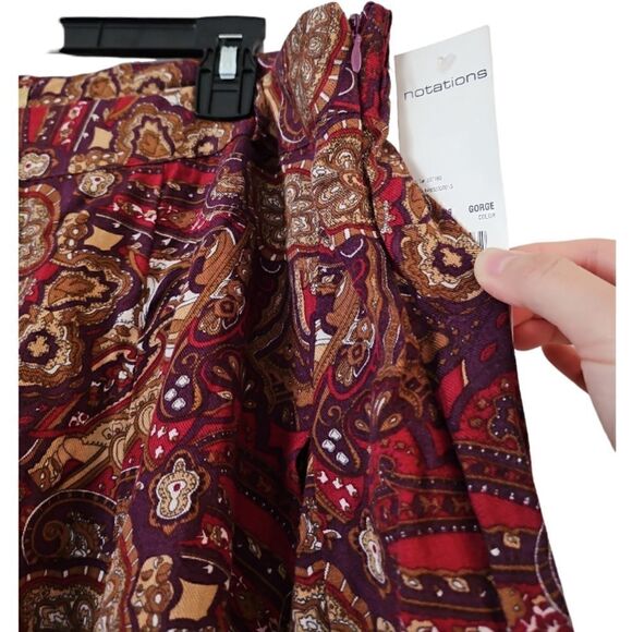Notations Maxi Skirt Rayon Tiered Gauze Paisley Boho Hippie Red Purple 2XL - Picture 4 of 11